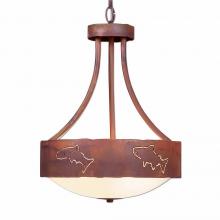  A44462-02 - Ridgemont Foyer Chandelier Medium - Fish Cutout - Frosted Glass Bowl - Rust Patina Finish