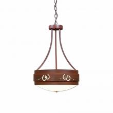  A44986FC-02 - Northridge Foyer Chandelier Large - Barb Wire and Horseshoe Cutout - Frosted Glass Bowl