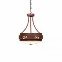  A45086FC-02 - Northridge Foyer Chandelier Small - Barb Wire and Horseshoe Cutout - Frosted Glass Bowl