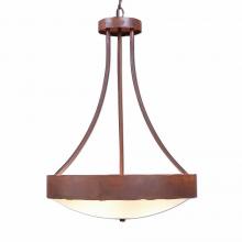  A45101FC-HR-02 - Ridgemont Foyer Chandelier Large Tall - Bowl Bottom - Rustic Plain - Frosted Glass Bowl