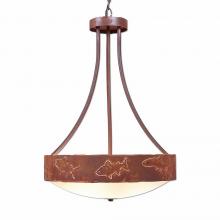  A45162FC-HR-02 - Ridgemont Foyer Chandelier Large Tall - Bowl Bottom - Fish Cutout - Frosted Glass Bowl