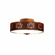  A47106FC-02 - Ridgewood Close-to-Ceiling Small - Maple Cutout - Frosted Glass Bowl - Rust Patina Finish