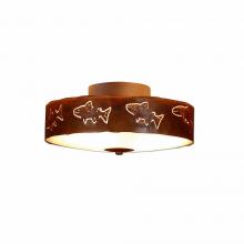  A47162FC-02 - Ridgewood Close-to-Ceiling Small - Fish Cutout - Frosted Glass Bowl - Rust Patina Finish