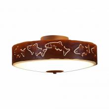  A47262FC-02 - Ridgewood Close-to-Ceiling Large - Fish Cutout - Frosted Glass Bowl - Rust Patina Finish