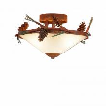  A47420FC-04 - Wisley Close-to-Ceiling - Pine Cone - Frosted Glass Bowl - Pine Tree Green-Rust Patina base Finish