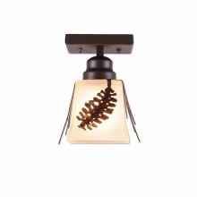  A47540TS-28 - Woodland Ceiling Light Single - Spruce Cone - Tea Stain Glass Bowl - Dark Bronze Metallic Finish