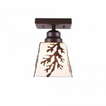  A47549FC-28 - Woodland Ceiling Light Single - Cedar Bough - Frosted Glass Bowl - Dark Bronze Metallic Finish