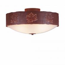  A47706FC-02 - Ridgemont Close-to-Ceiling Large - Maple Cutout - Frosted Glass Bowl - Rust Patina Finish