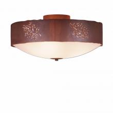  A47748FC-02 - Ridgemont Close-to-Ceiling Large - Cedar Bough Cutout - Frosted Glass Bowl - Rust Patina Finish