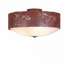  A47759FC-02 - Ridgemont Close-to-Ceiling Large - Horse Cutout - Frosted Glass Bowl - Rust Patina Finish