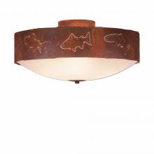  A47762FC-02 - Ridgemont Close-to-Ceiling Large - Fish Cutout - Frosted Glass Bowl - Rust Patina Finish