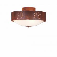  A47806FC-02 - Ridgemont Close-to-Ceiling Medium - Maple Cutout - Frosted Glass Bowl - Rust Patina Finish