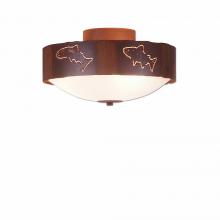  A47862FC-02 - Ridgemont Close-to-Ceiling Medium - Fish Cutout - Frosted Glass Bowl - Rust Patina Finish