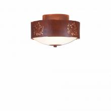  A47906FC-02 - Ridgemont Close-to-Ceiling Small - Maple Cutout - Frosted Glass Bowl - Rust Patina Finish