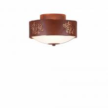  A47948FC-02 - Ridgemont Close-to-Ceiling Small - Cedar Bough Cutout - Frosted Glass Bowl - Rust Patina Finish