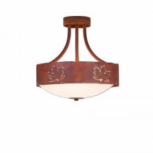  A48806FC-02 - Ridgemont Semi-Flush Medium - Maple Cutout - Frosted Glass Bowl - Rust Patina Finish