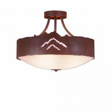  A49141FC-HR-02 - Ridgemont Semi Flush Large Short - Bowl Bottom - Mountain - Frosted Glass Bowl - Rust Patina Finish