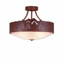  A49145FC-HR-02 - Ridgemont Semi Flush Large Short - Bowl Bottom - Mountain-Pine Tree Cutouts - Frosted Glass Bowl