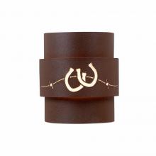  A56186-27 - Northridge Sconce Small - Barb Wire and Horseshoe Cutout - Rustic Brown Finish