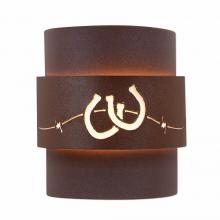  A56286-27 - Northridge Sconce Large - Barb Wire and Horseshoe Cutout - Rustic Brown Finish