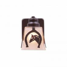 Avalanche Ranch Lighting A57117TS-28 - Woodland Sconce - Horse Horseshoe - Tea Stain Glass Bowl - Dark Bronze Metallic Finish