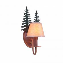  H13143WK-03 - Diablo Sconce - Cedar Tree - Waxed Kraft Lampshade - Cedar Green-Rust Patina base Finish