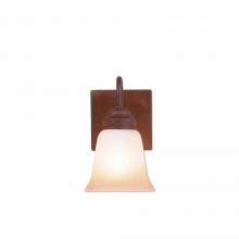  H14101TT-02 - Wasatch Single Sconce - Rustic Plain - Two-Toned Amber Cream Bell Glass - Rust Patina Finish