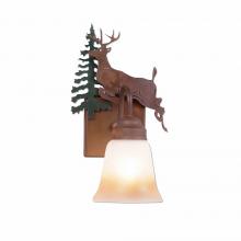  H14121TT-03 - Wasatch Single Sconce - Valley Deer - Two-Toned Amber Cream Bell Glass - Cedar Green