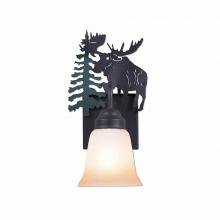  H14122TT-78 - Wasatch Single Sconce - Alaska Moose - Two-Toned Amber Cream Bell Glass - Pine Green-Black Iron Base