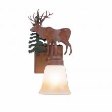 Avalanche Ranch Lighting H14123TT-03 - Wasatch Single Sconce - Valley Elk - Two-Toned Amber Cream Bell Glass - Cedar Green