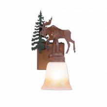  H14127TT-03 - Wasatch Single Sconce - Mountain Moose - Two-Toned Amber Cream Bell Glass - Cedar Green