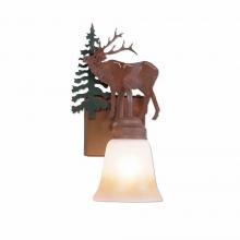  H14133TT-03 - Wasatch Single Sconce - Mountain Elk - Two-Toned Amber Cream Bell Glass - Cedar Green