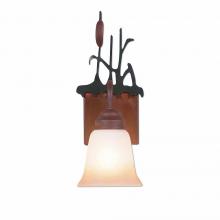  H14165TT-03 - Wasatch Single Sconce - Cattails - Two-Toned Amber Cream Bell Glass - Cedar Green