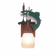  H14181ET-05 - Wasatch Single Sconce - Trout - Two-Toned Amber Egg Bell Glass - Fish Stain-Rust Patina base Finish