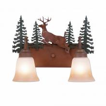  H32221TT-03 - Wasatch Double Bath Vanity Light - Valley Deer - Two-Toned Amber Cream Bell Glass - Cedar Green