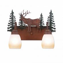  H32223ET-03 - Wasatch Double Bath Vanity Light - Valley Elk - Two-Toned Amber Egg Bell Glass - Cedar Green