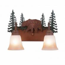  H32226TT-03 - Wasatch Double Bath Vanity Light - Bear - Two-Toned Amber Cream Bell Glass - Cedar Green