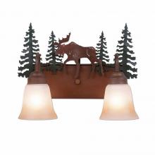  H32227TT-03 - Wasatch Double Bath Vanity Light - Mountain Moose - Two-Toned Amber Cream Bell Glass