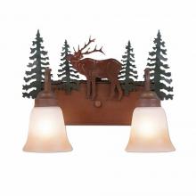  H32233TT-03 - Wasatch Double Bath Vanity Light - Mountain Elk - Two-Toned Amber Cream Bell Glass - Cedar Green