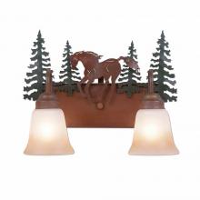  H32235TT-03 - Wasatch Double Bath Vanity Light - Mountain Horse - Two-Toned Amber Cream Bell Glass