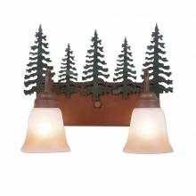  H32243TT-03 - Wasatch Double Bath Vanity Light - Cedar Tree - Two-Toned Amber Cream Bell Glass - Cedar Green