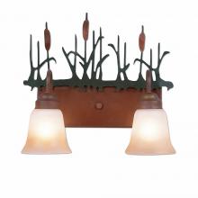  H32265TT-03 - Wasatch Double Bath Vanity Light - Cattails - Two-Toned Amber Cream Bell Glass - Cedar Green