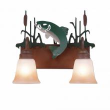  H32281TT-05 - Wasatch Double Bath Vanity Light - Trout - Two-Toned Amber Cream Bell Glass - Fish Stain