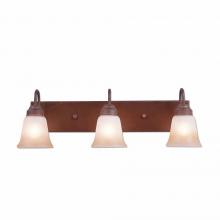  H32301TT-02 - Wasatch Triple Bath Vanity Light - Rustic Plain - Two-Toned Amber Cream Bell Glass