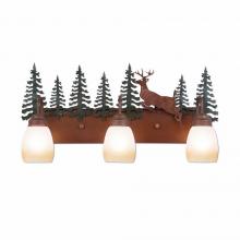  H32321ET-03 - Wasatch Triple Bath Vanity Light - Valley Deer - Two-Toned Amber Egg Bell Glass - Cedar Green