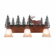  H32323TT-03 - Wasatch Triple Bath Vanity Light - Valley Elk - Two-Toned Amber Cream Bell Glass - Cedar Green