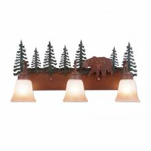  H32326TT-03 - Wasatch Triple Bath Vanity Light - Bear - Two-Toned Amber Cream Bell Glass - Cedar Green