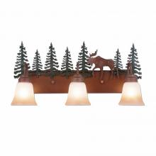  H32327TT-03 - Wasatch Triple Bath Vanity Light - Mountain Moose - Two-Toned Amber Cream Bell Glass