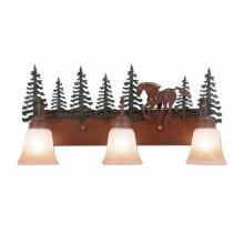  H32335TT-03 - Wasatch Triple Bath Vanity Light - Mountain Horse - Two-Toned Amber Cream Bell Glass