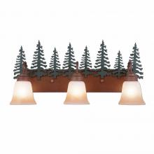  H32343TT-03 - Wasatch Triple Bath Vanity Light - Cedar Tree - Two-Toned Amber Cream Bell Glass - Cedar Green